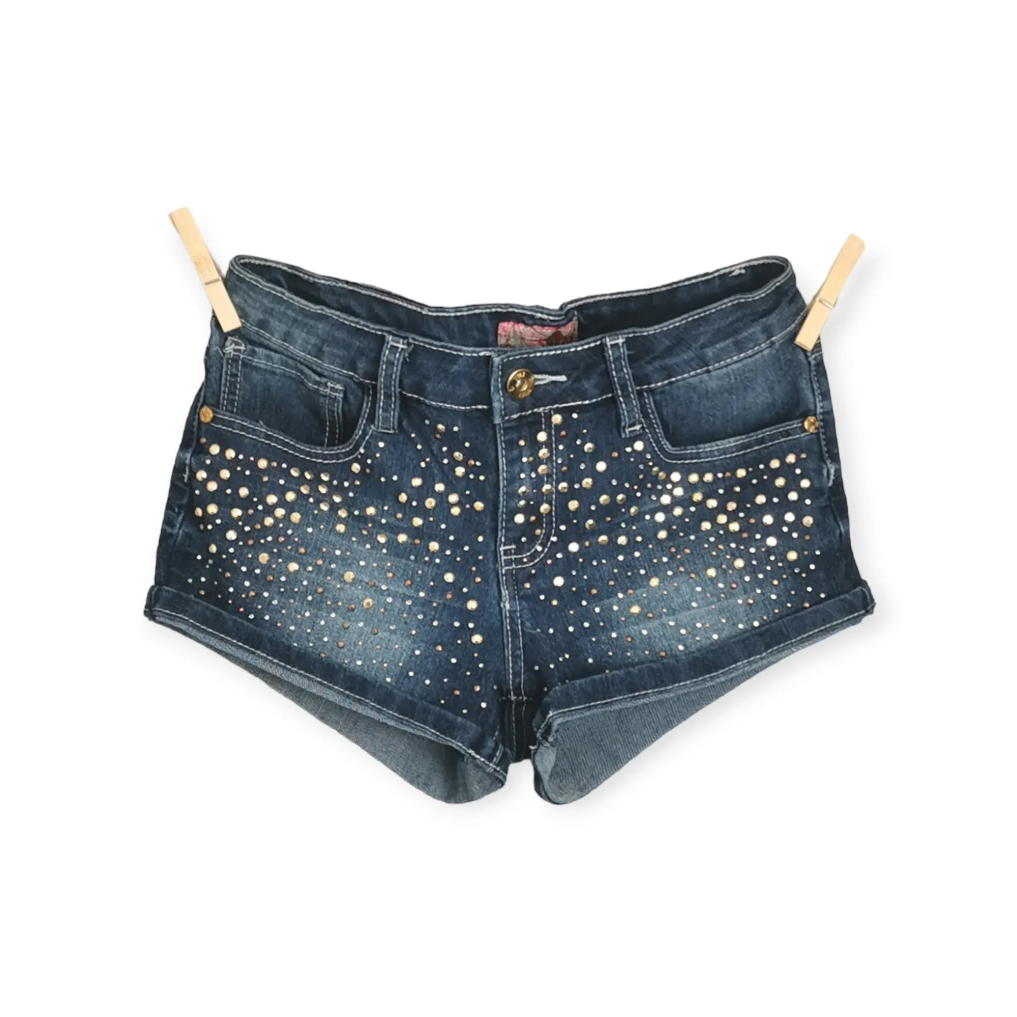 GIRL SIZE 14 YEARS - YMI, Studed Jean Shorts EUC B8