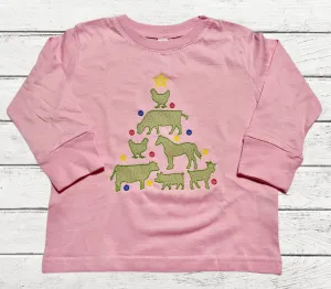Girl’s Farm Animal Christmas Tree Tee-Wholesale