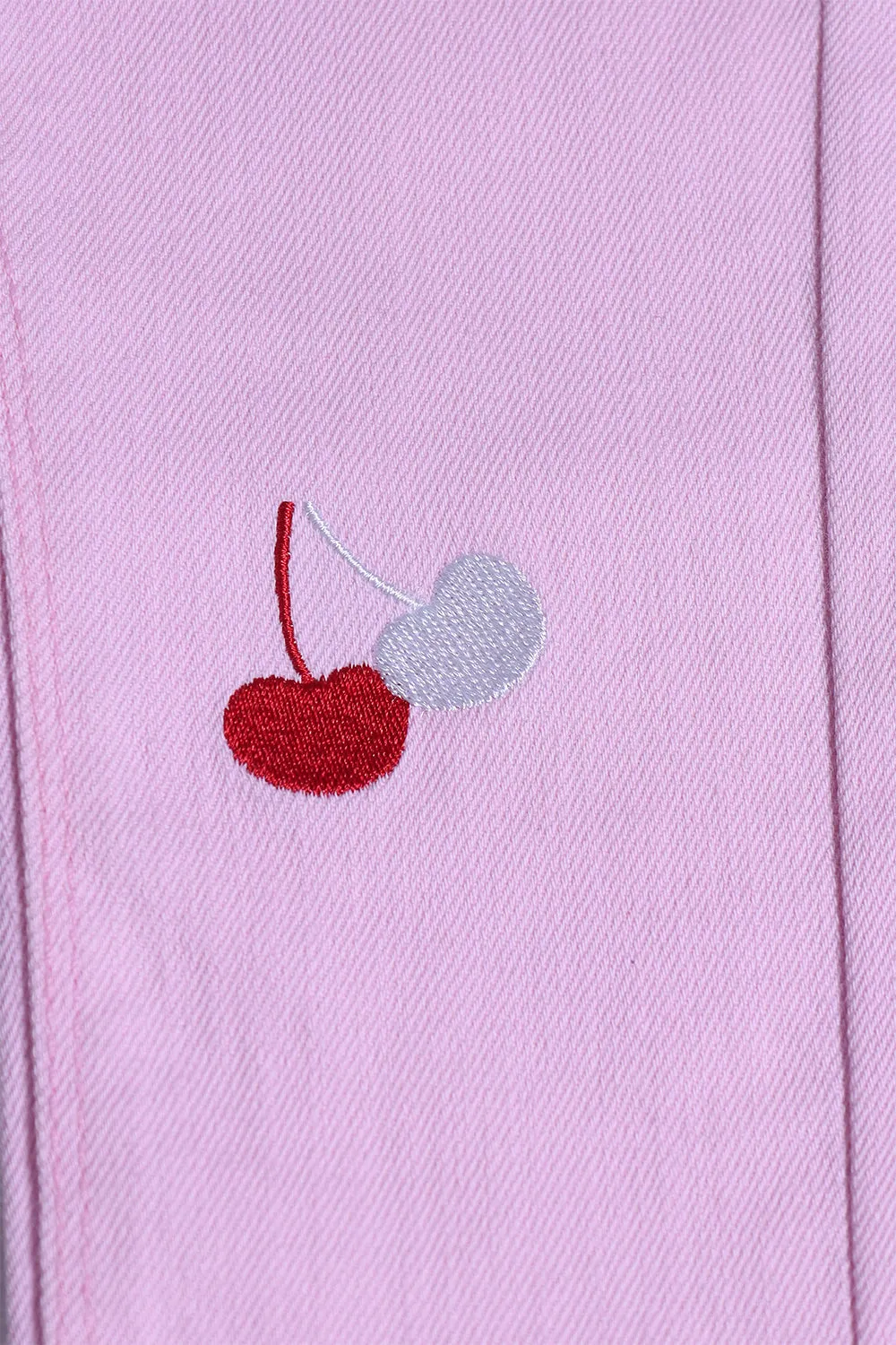 GIRL'S TWILL PENT EMB. - CHERRY