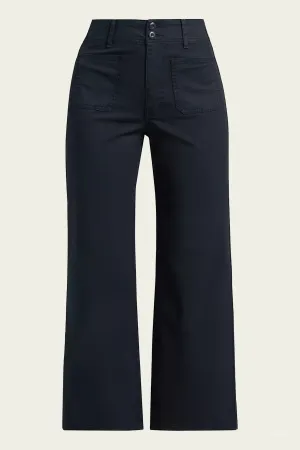 Grant Cropped High-Rise Wide Leg Pants in Navy