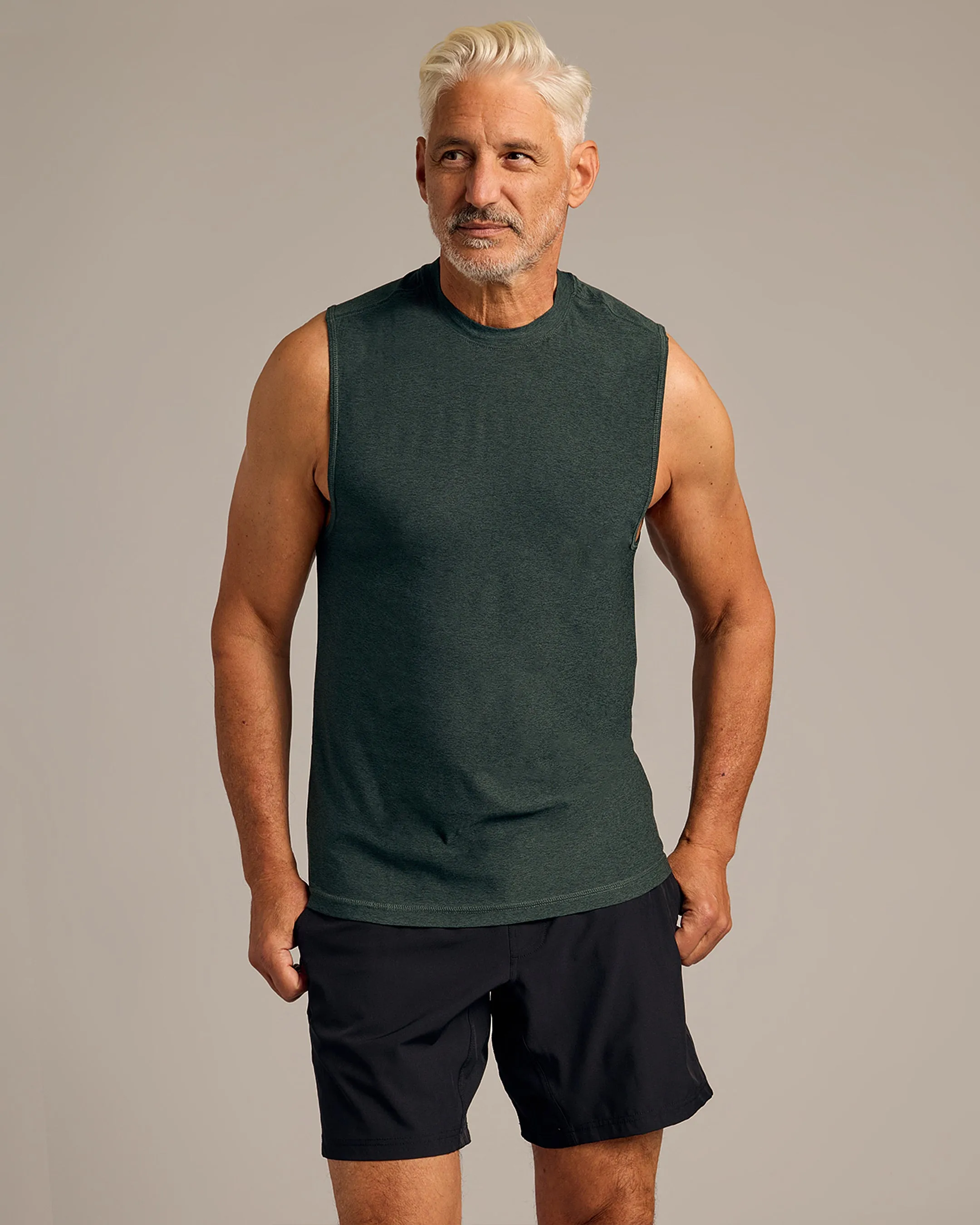 Gray & Forest Sleeveless Active Muscle Tee 2-Pack