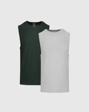 Gray & Forest Sleeveless Active Muscle Tee 2-Pack
