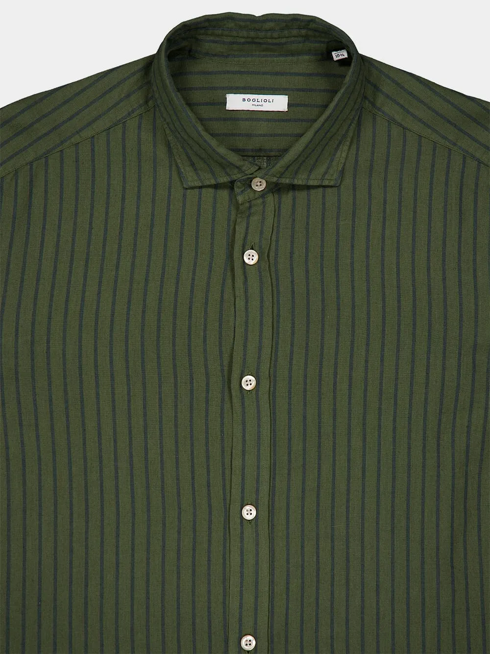 Green Striped Linen Shirt
