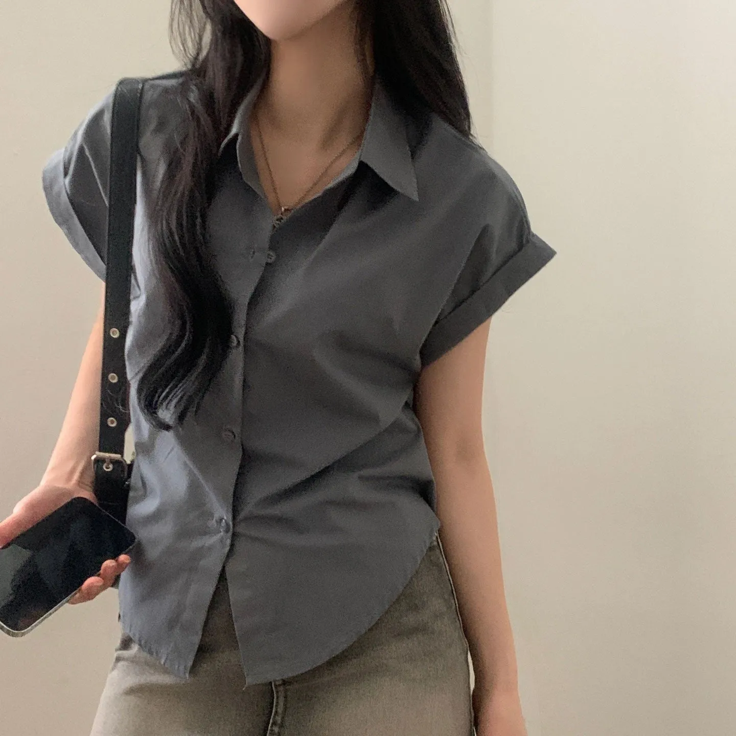 Grey Relaxed Sleeveless Shirt