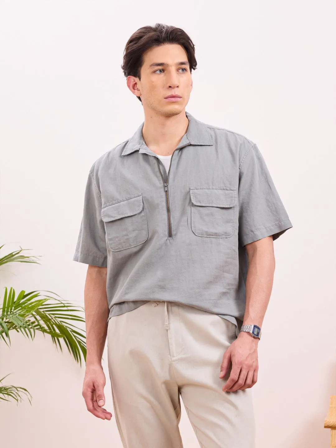 Grey Zipper Shirt