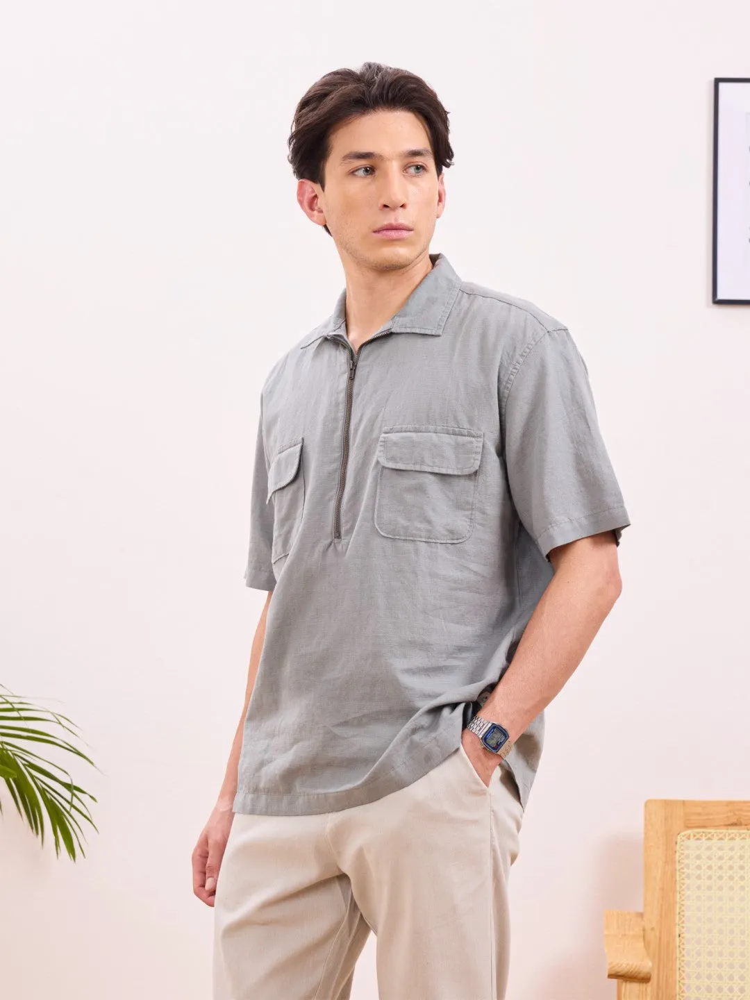 Grey Zipper Shirt