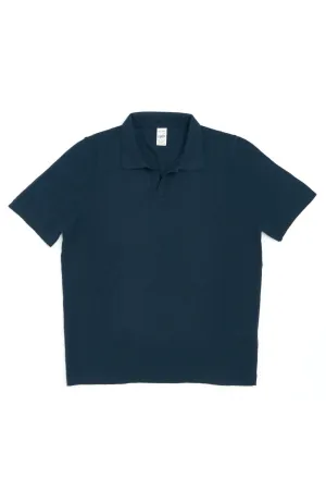 GRP Knitwear Open-Collar-Polo BL 10 Cotton/Linen Navy