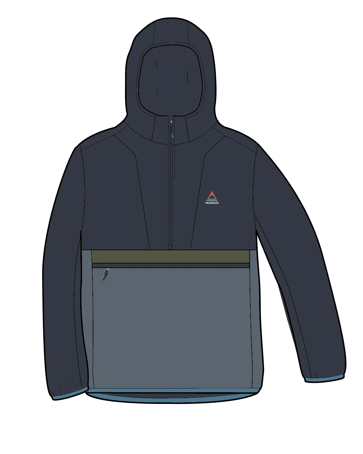 Gusto Recycled Windshell Anorak - Charcoal/Storm Grey