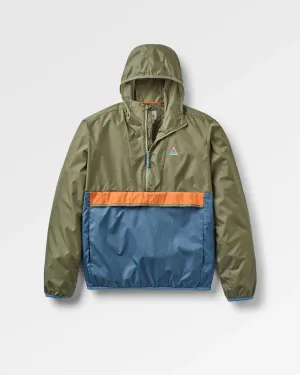 Gusto Recycled Windshell Anorak - Khaki/Dark Denim