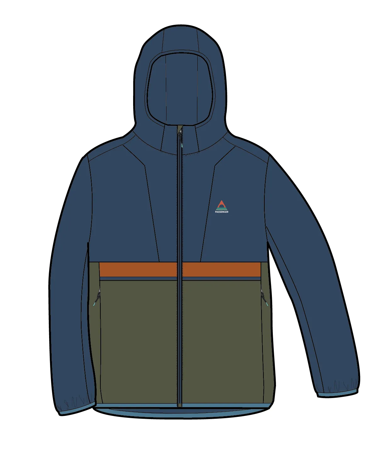 Gusto Recycled Windshell Jacket - Khaki/Dark Denim