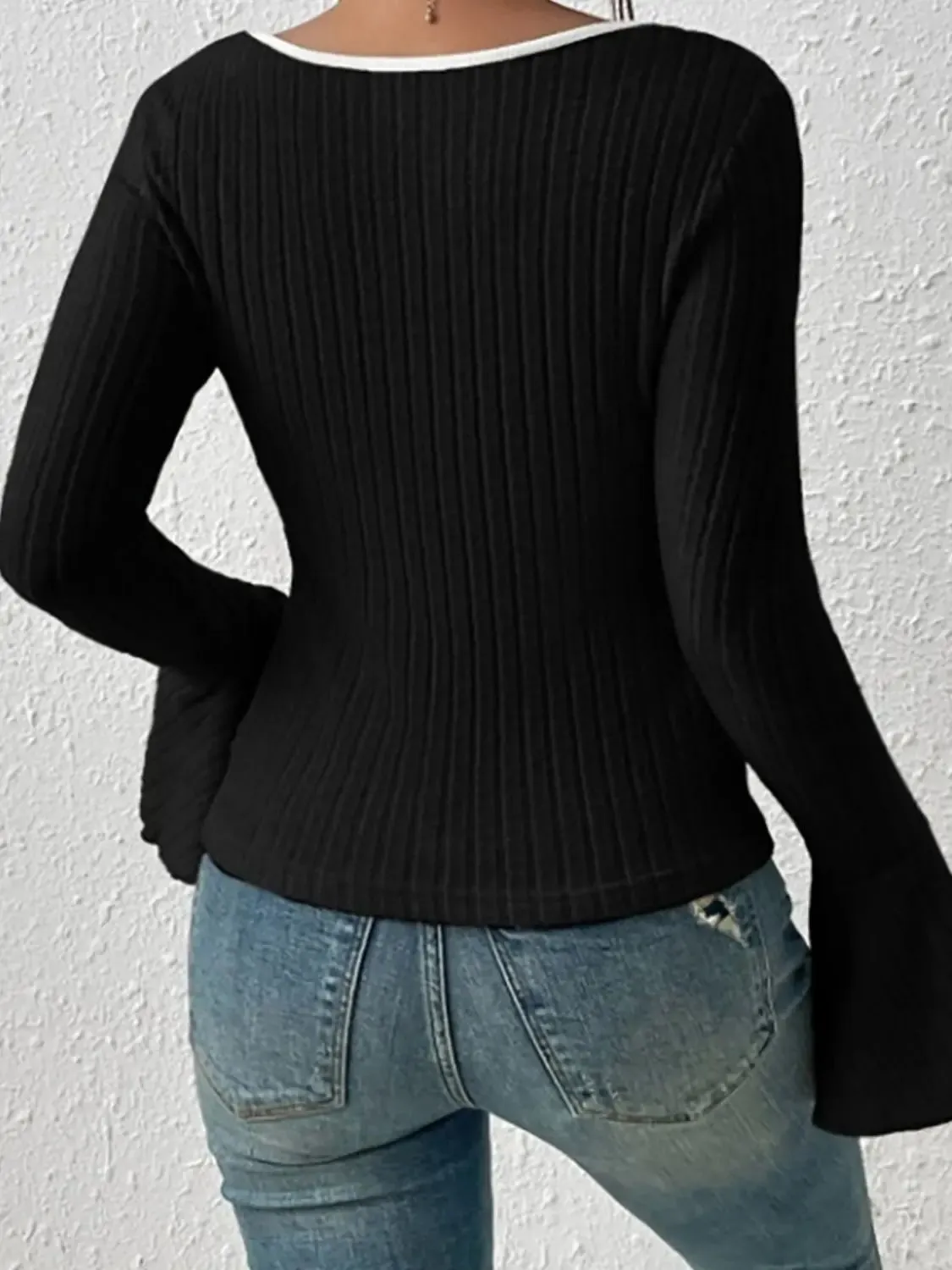 'Gwyneira' Ribbed Knit Sweater T-Shirt