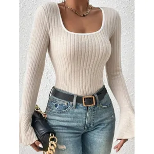 'Gwyneira' Ribbed Knit Sweater T-Shirt