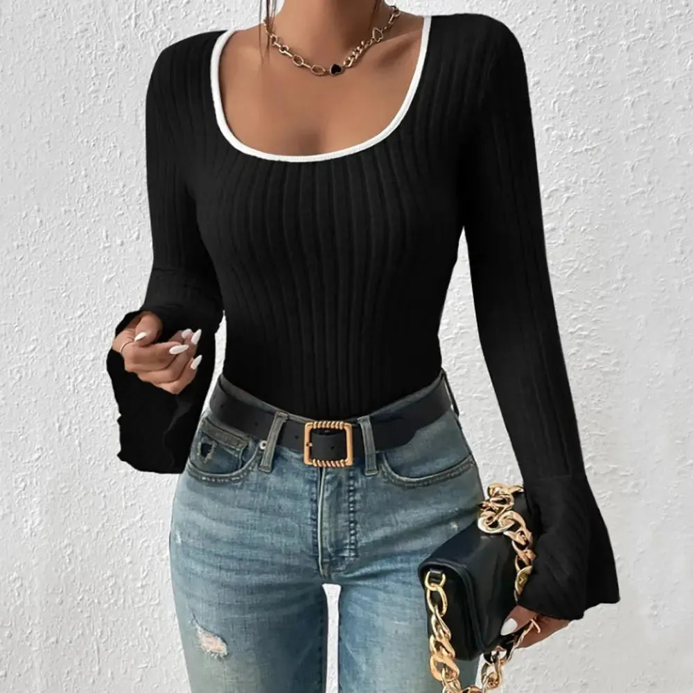 'Gwyneira' Ribbed Knit Sweater T-Shirt