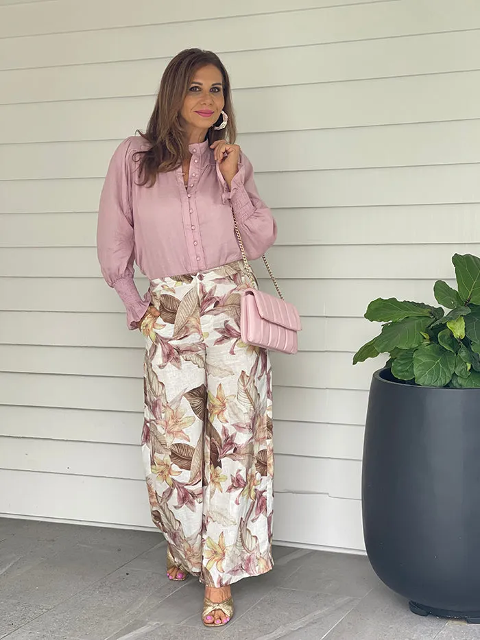 Harper Linen Pants - Soft Floral