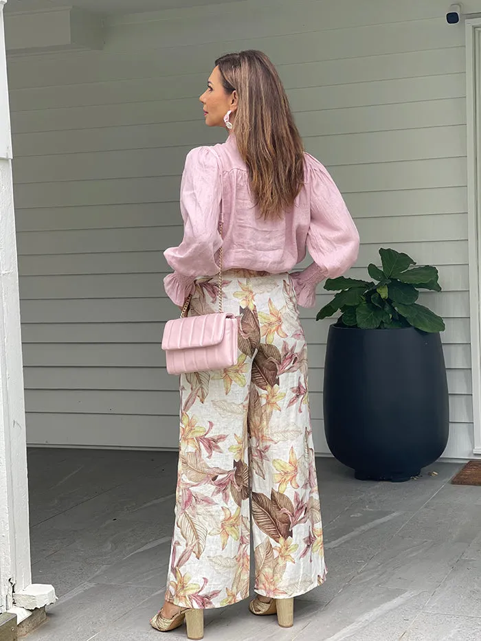 Harper Linen Pants - Soft Floral
