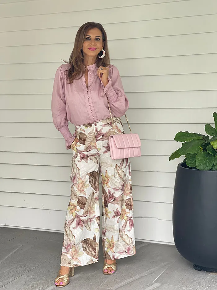 Harper Linen Pants - Soft Floral