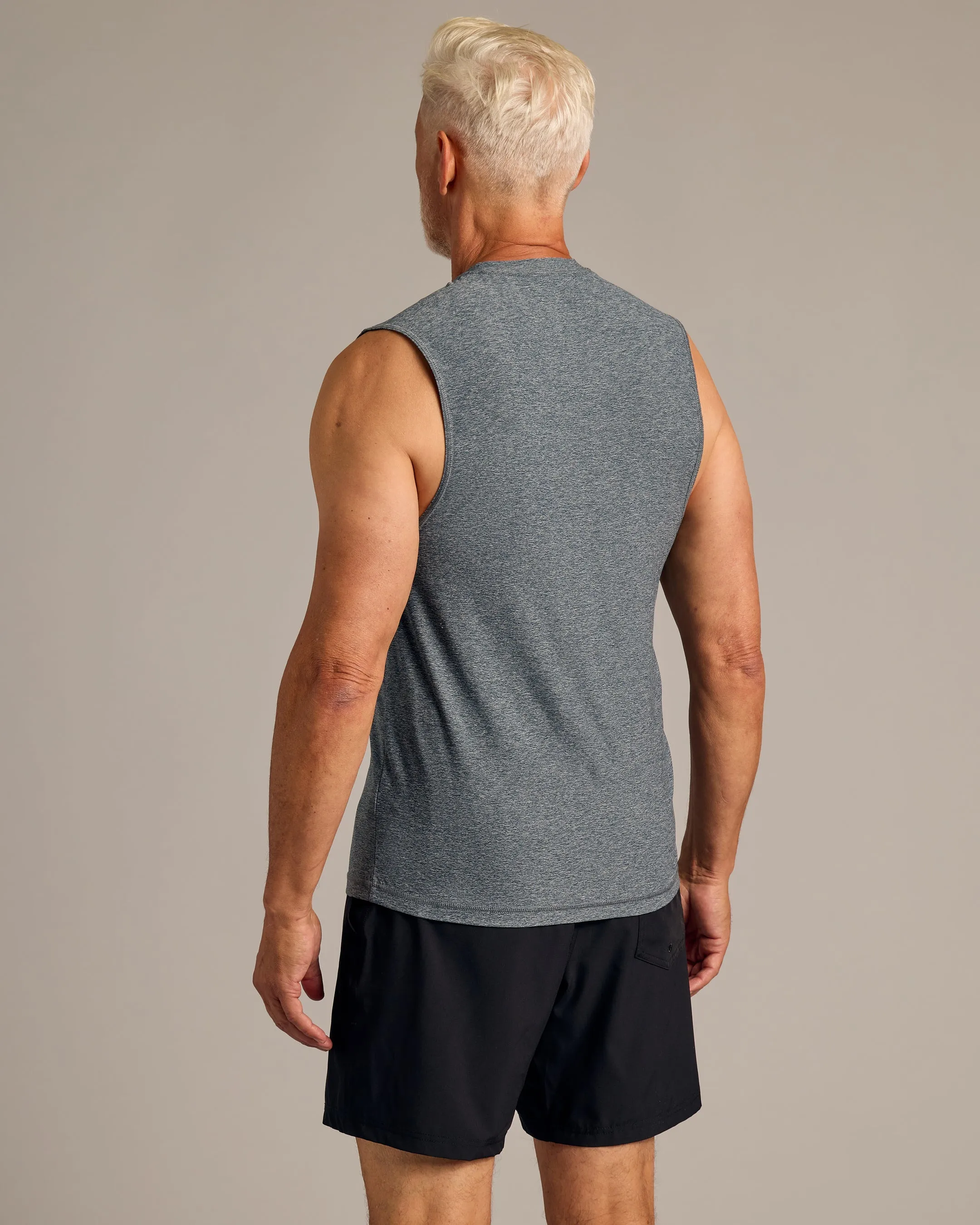Heather Navy Sleeveless Active Muscle Tee