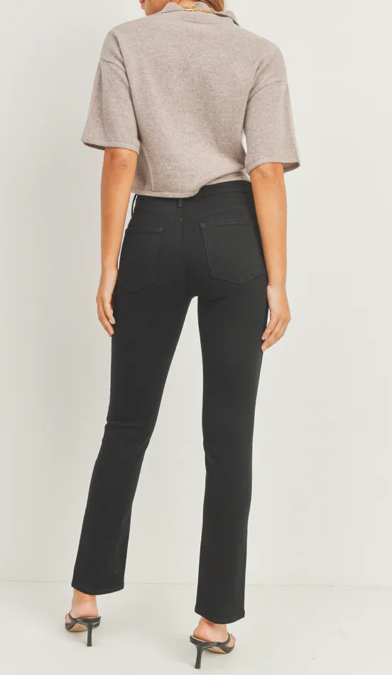 High Rise Split Hem Slim Jeans