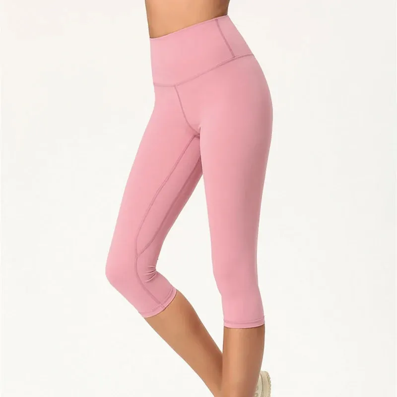 High Waisted Squat-Proof 3/4 Length Yoga Pants for Women