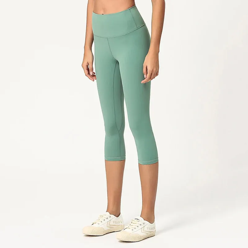 High Waisted Squat-Proof 3/4 Length Yoga Pants for Women