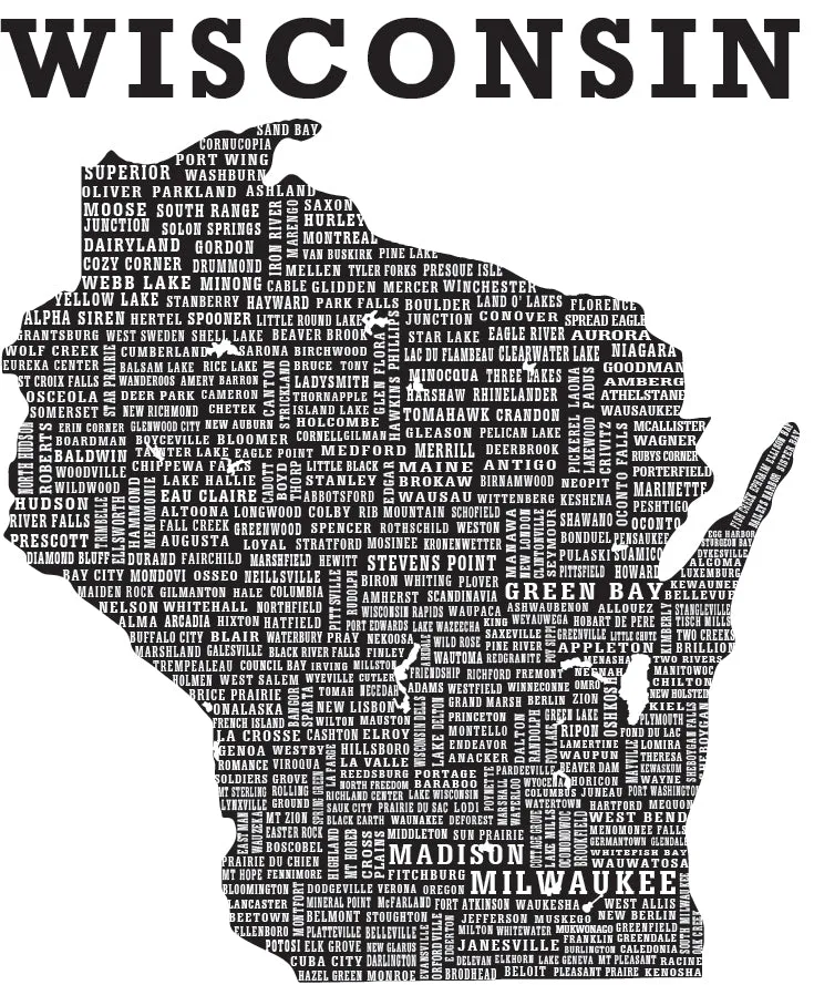 Hometown Wisconsin Short Sleeved Tee Shirt