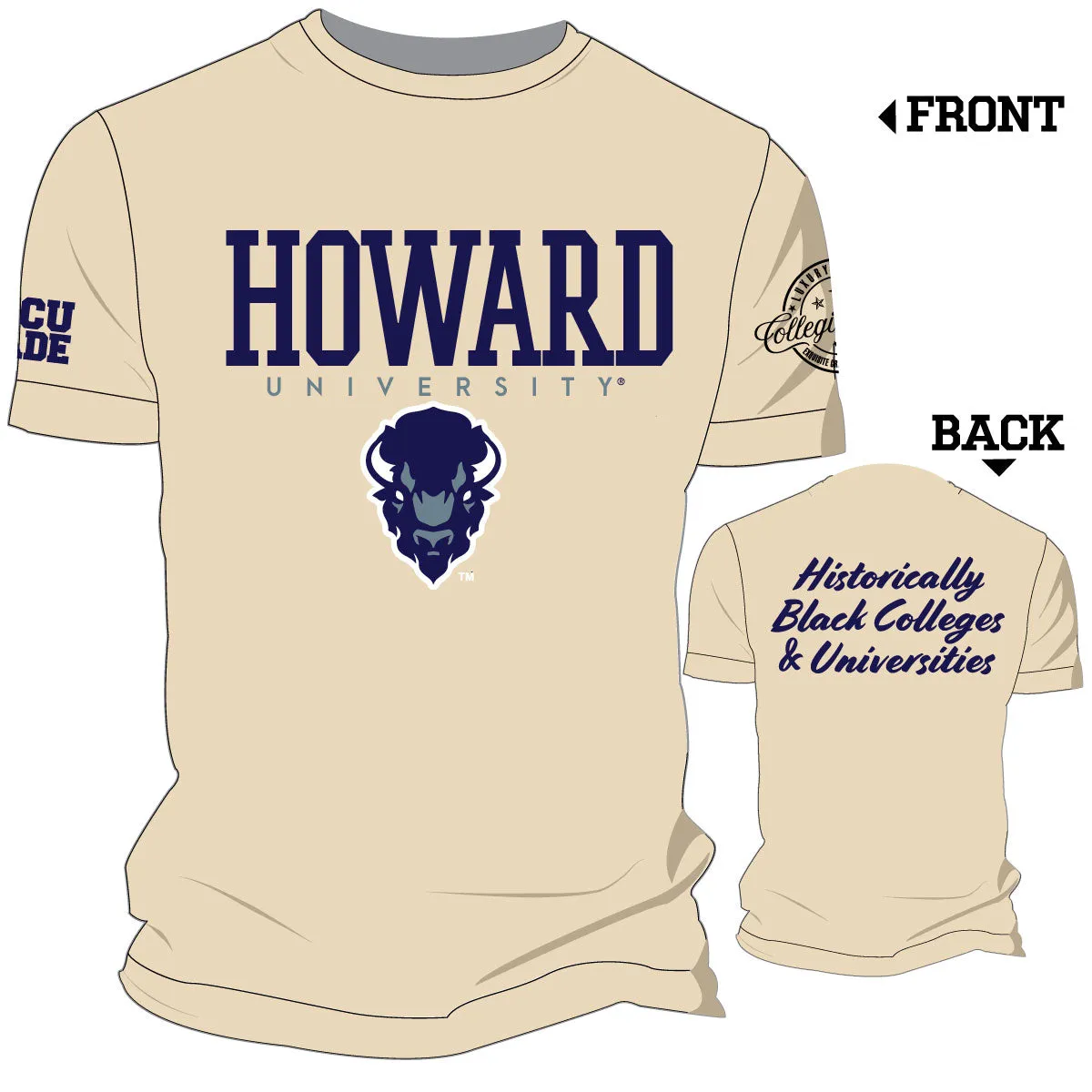 HOWARD LOGO CREAM PRINTED UNISEX TEES (**)