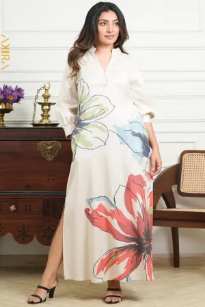 Huge Flowery Linen Dress | Kaftan, Bohemian Dress, Floral Dress, Boho Maxi Dress