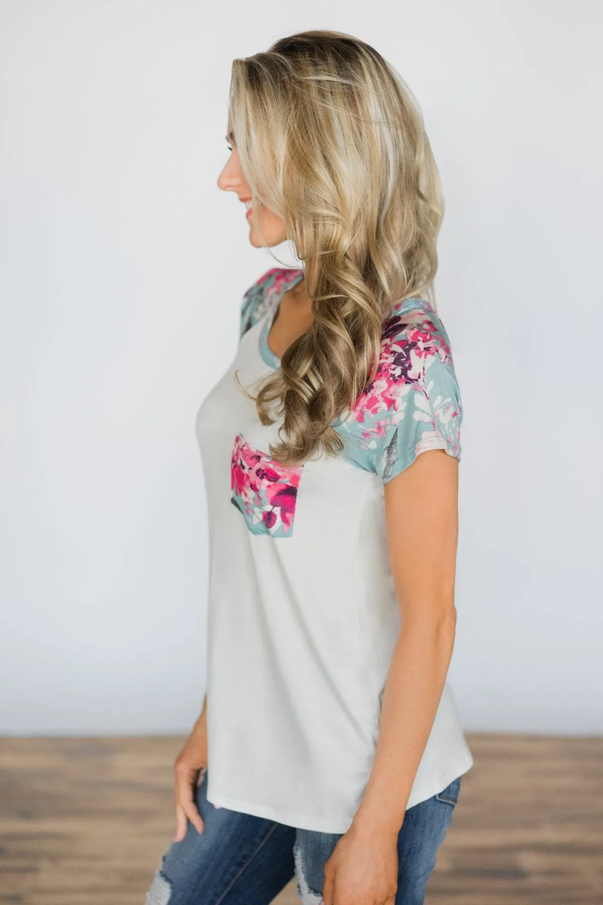 I Decide My Vibe Ivory Floral Top