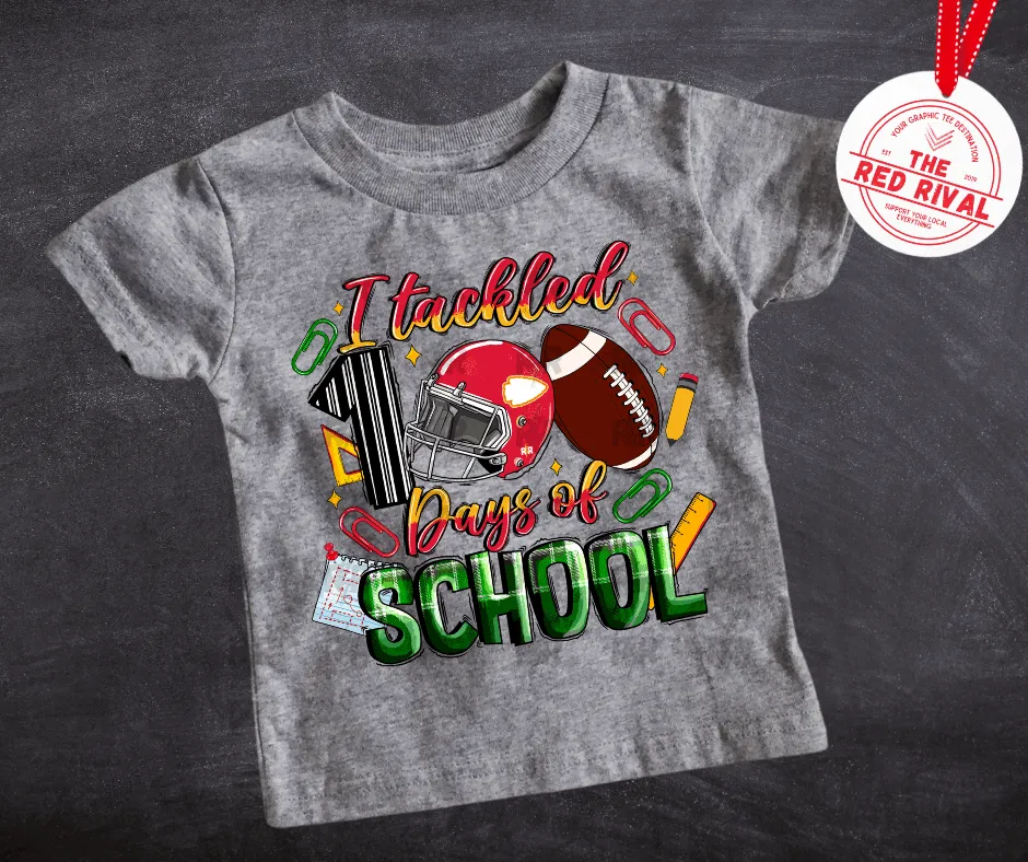 I tackled 100 Days of School Helmet/Football Grey Sweatshirt or Tee