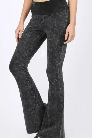 IMOGEN ACID WASH FLARES BLACK*