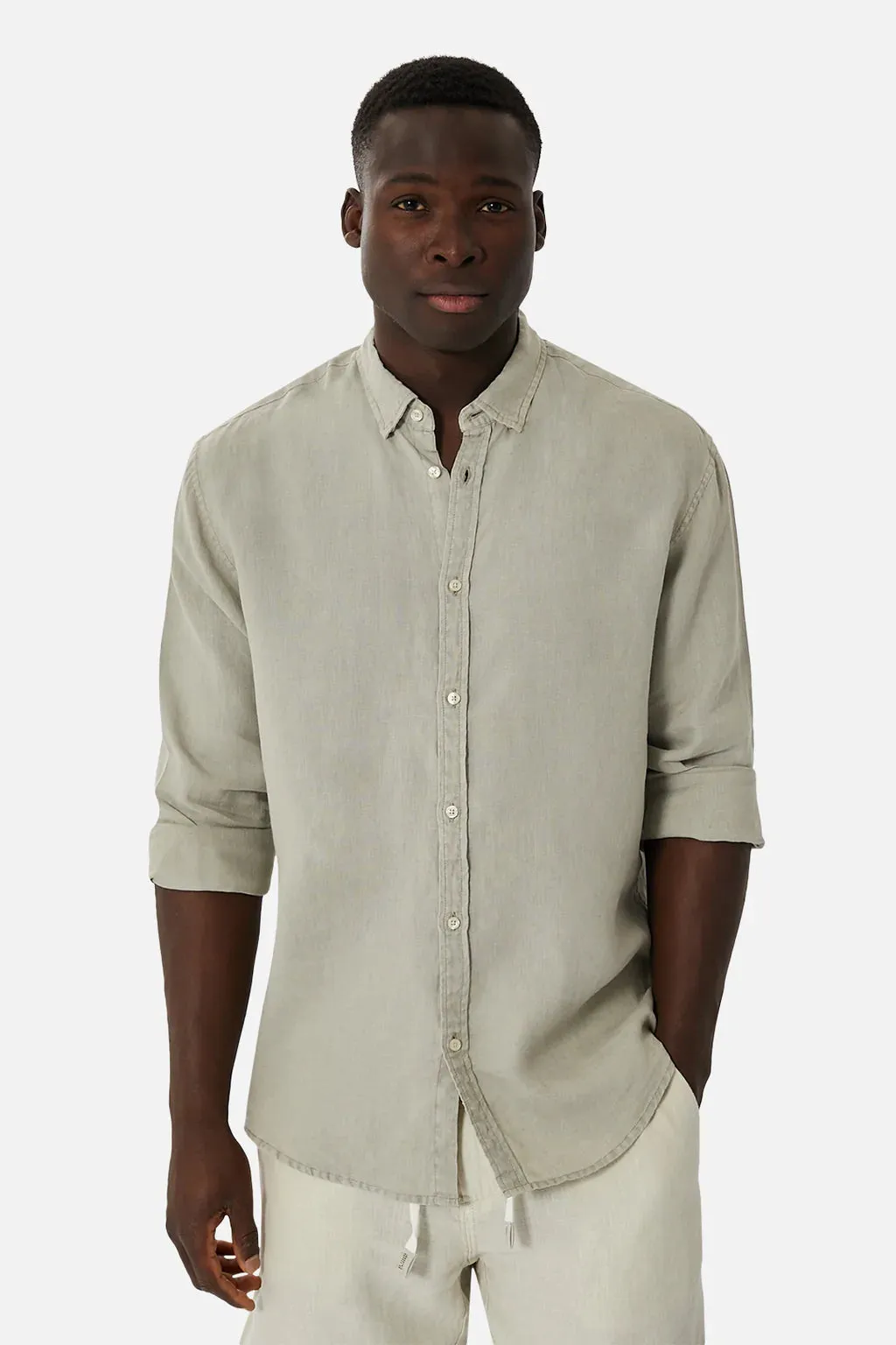 INDUSTRIE TENNYSON LINEN L/S SHIRT LT ARMY