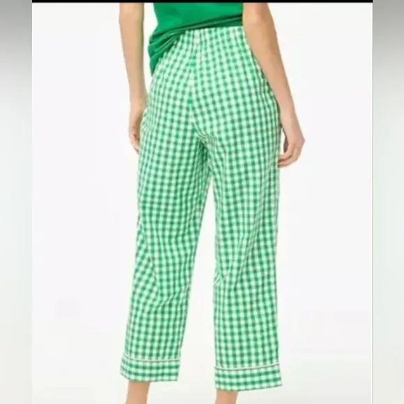 J. Crew Kelly Green Gingham Checkered Women's Cropped Pajama Pants XS NWOT