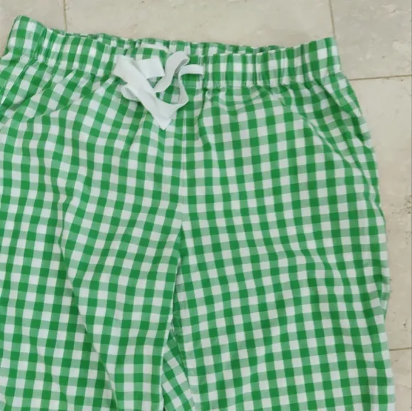 J. Crew Kelly Green Gingham Checkered Women's Cropped Pajama Pants XS NWOT