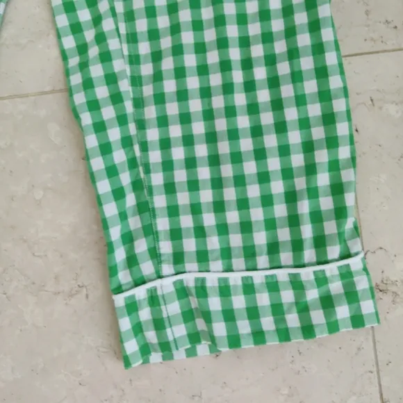 J. Crew Kelly Green Gingham Checkered Women's Cropped Pajama Pants XS NWOT