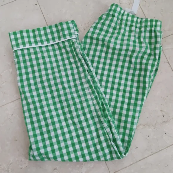 J. Crew Kelly Green Gingham Checkered Women's Cropped Pajama Pants XS NWOT