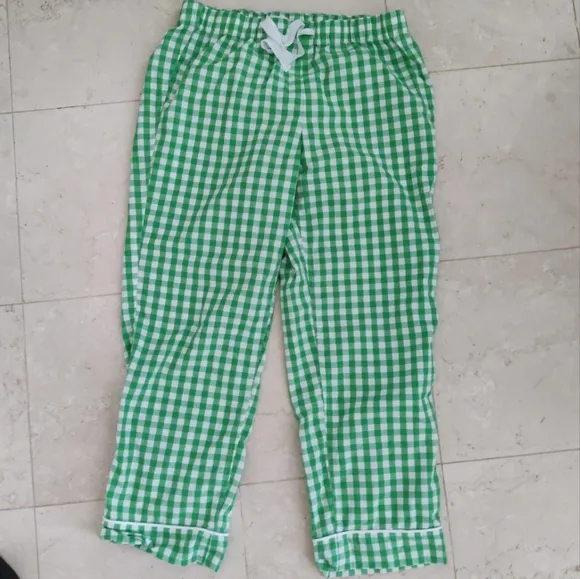 J. Crew Kelly Green Gingham Checkered Women's Cropped Pajama Pants XS NWOT
