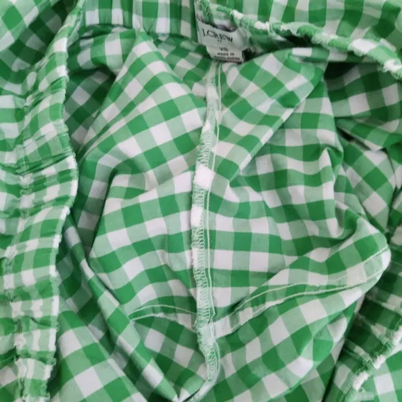 J. Crew Kelly Green Gingham Checkered Women's Cropped Pajama Pants XS NWOT