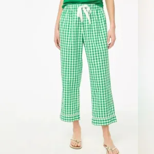 J. Crew Kelly Green Gingham Checkered Women's Cropped Pajama Pants XS NWOT