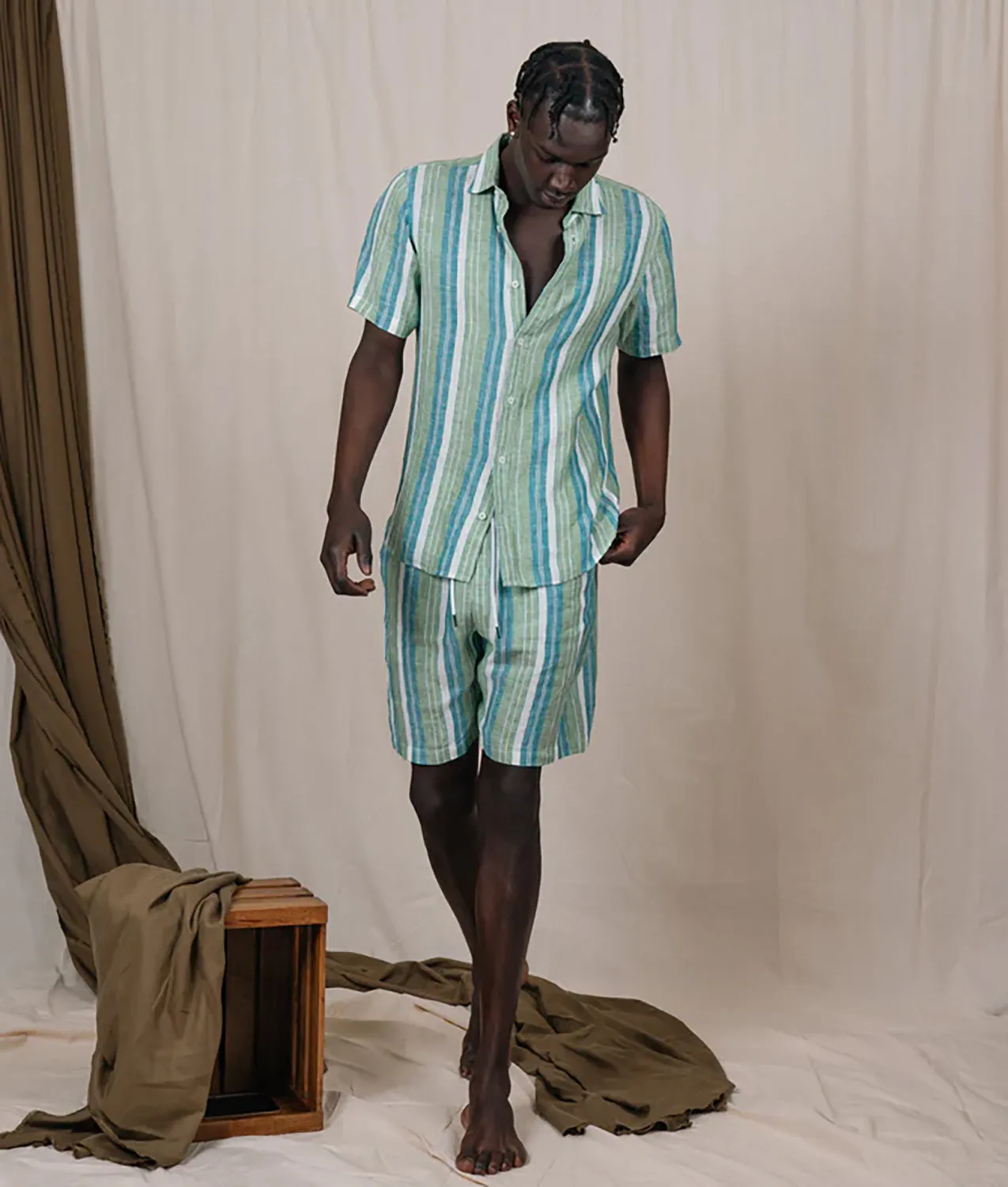 JAMES HARPER BEACH STRIPE LINEN S/S SHIRT JHS516