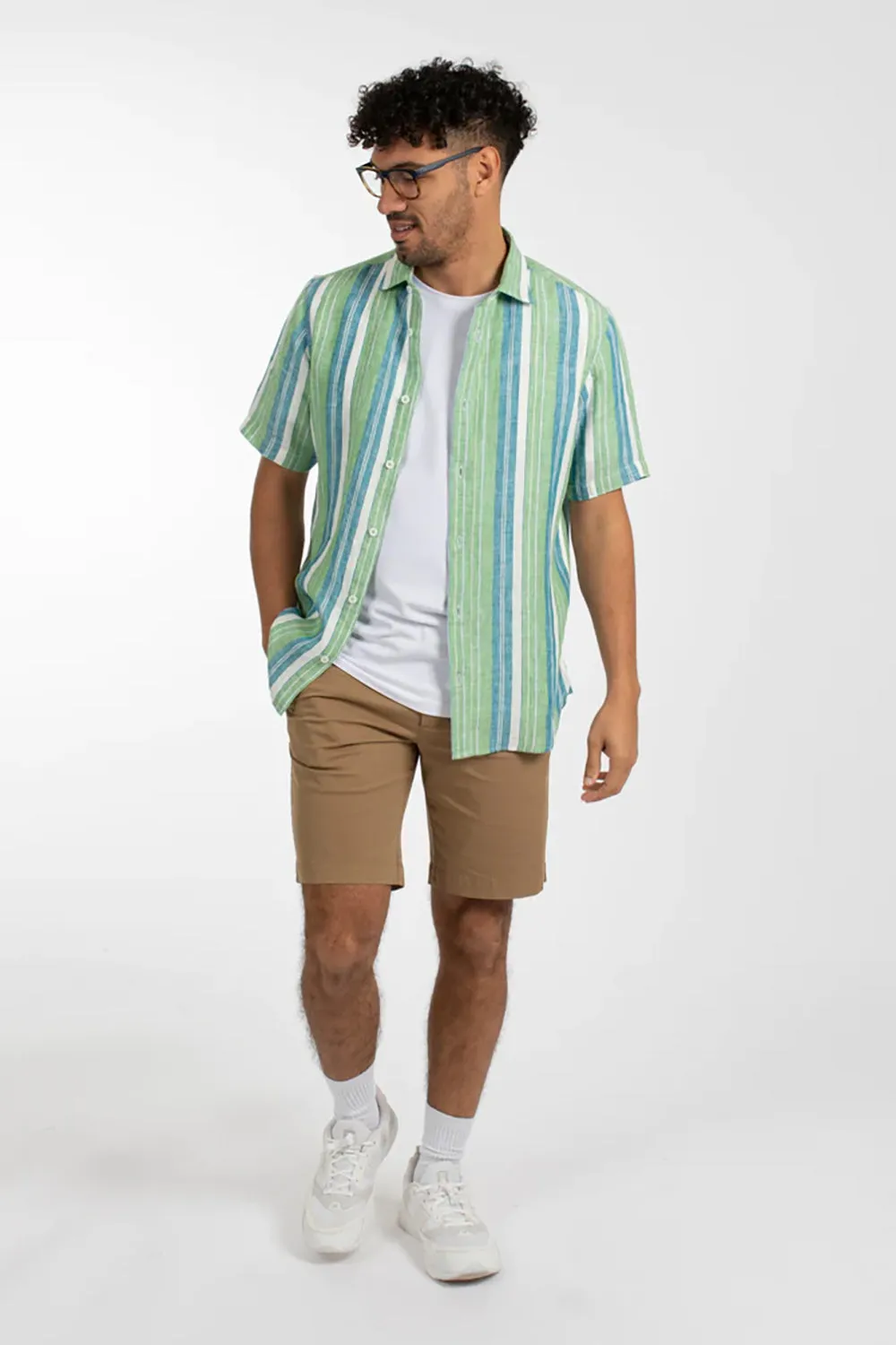 JAMES HARPER BEACH STRIPE LINEN S/S SHIRT JHS516