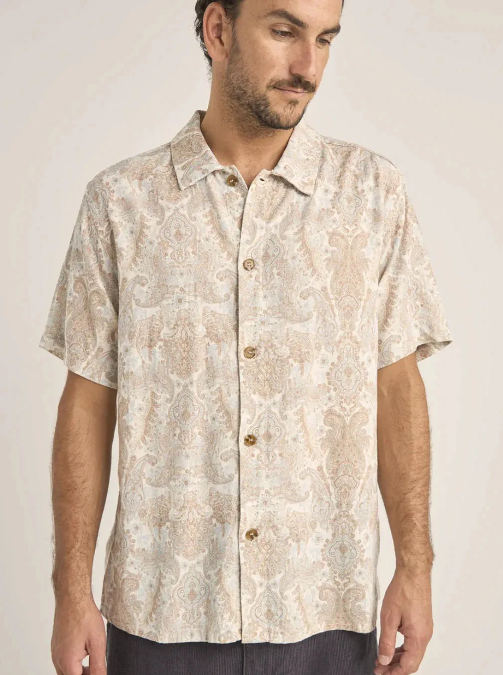 Jean Paisley Short Sleeve Shirt - Cream