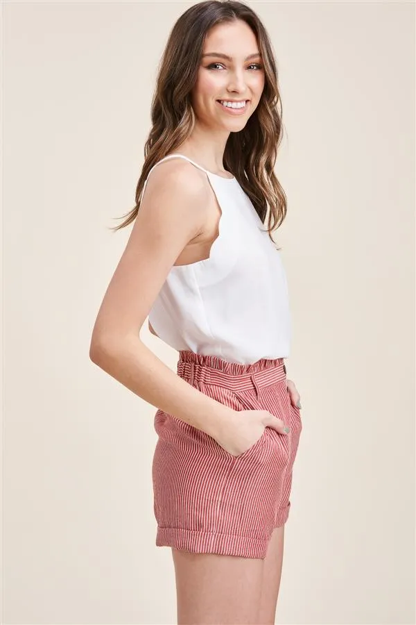Jess Button Detail Striped Shorts