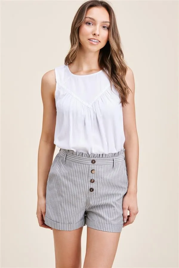 Jess Button Detail Striped Shorts