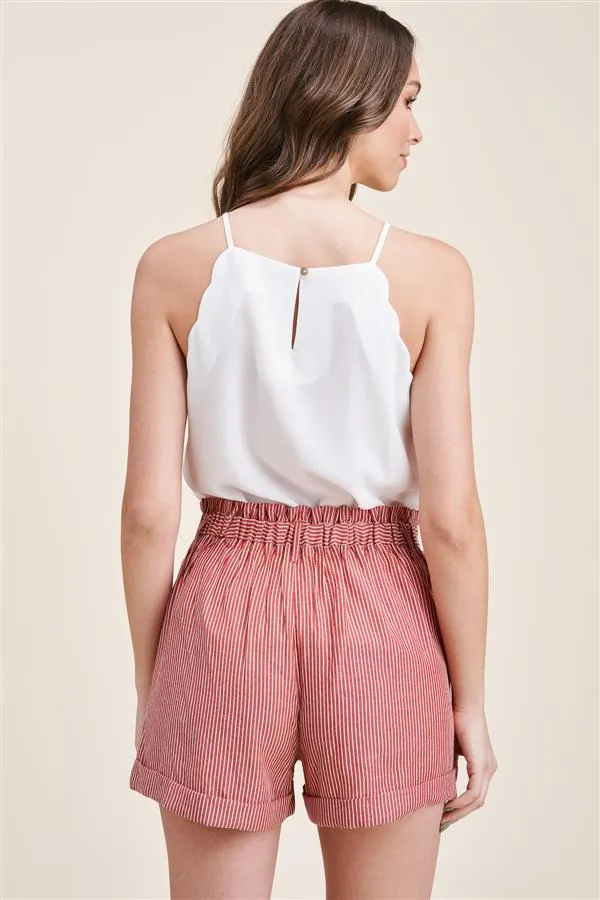 Jess Button Detail Striped Shorts