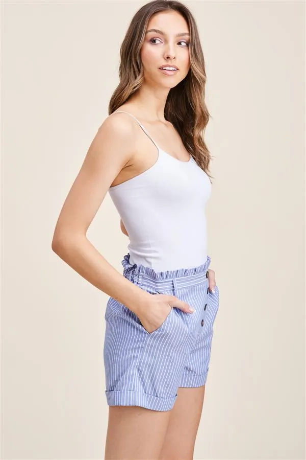 Jess Button Detail Striped Shorts