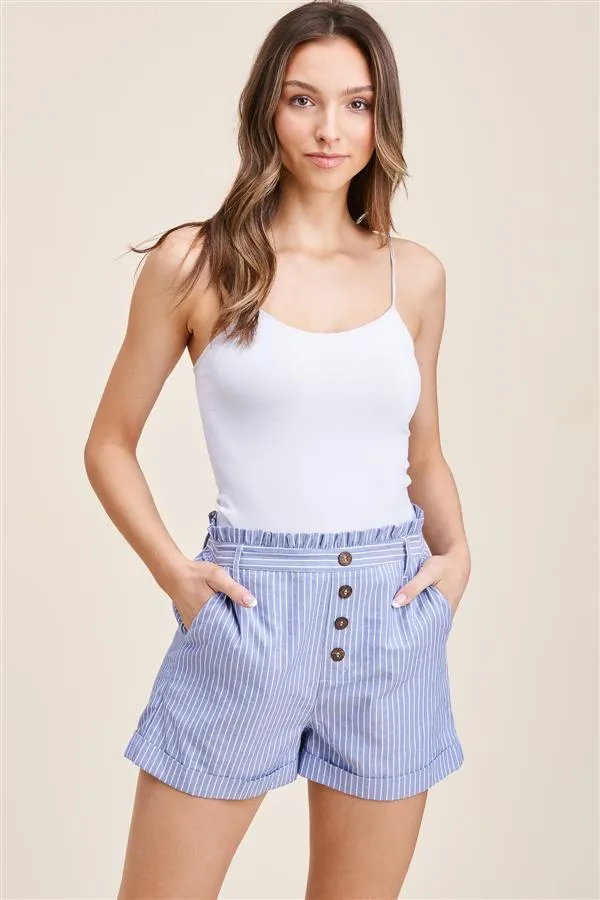 Jess Button Detail Striped Shorts