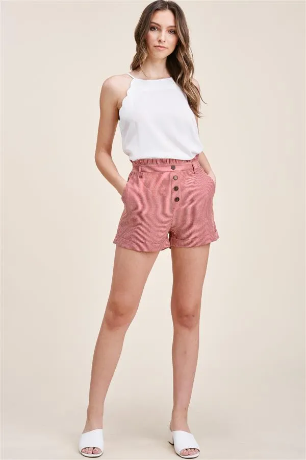 Jess Button Detail Striped Shorts
