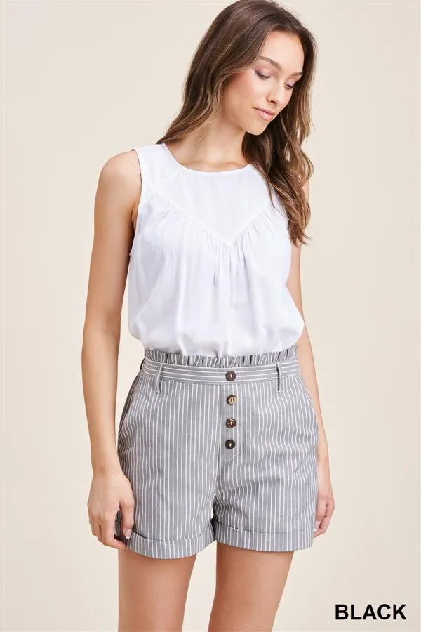 Jess Button Detail Striped Shorts