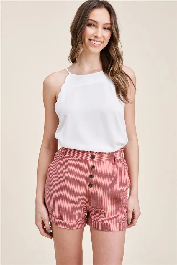 Jess Button Detail Striped Shorts