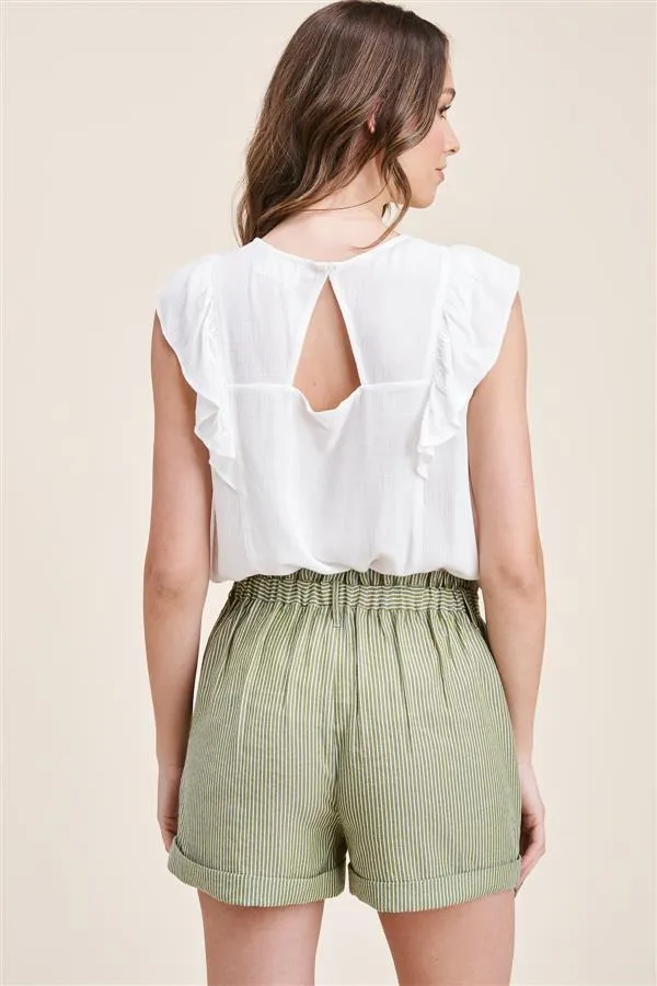 Jess Button Detail Striped Shorts